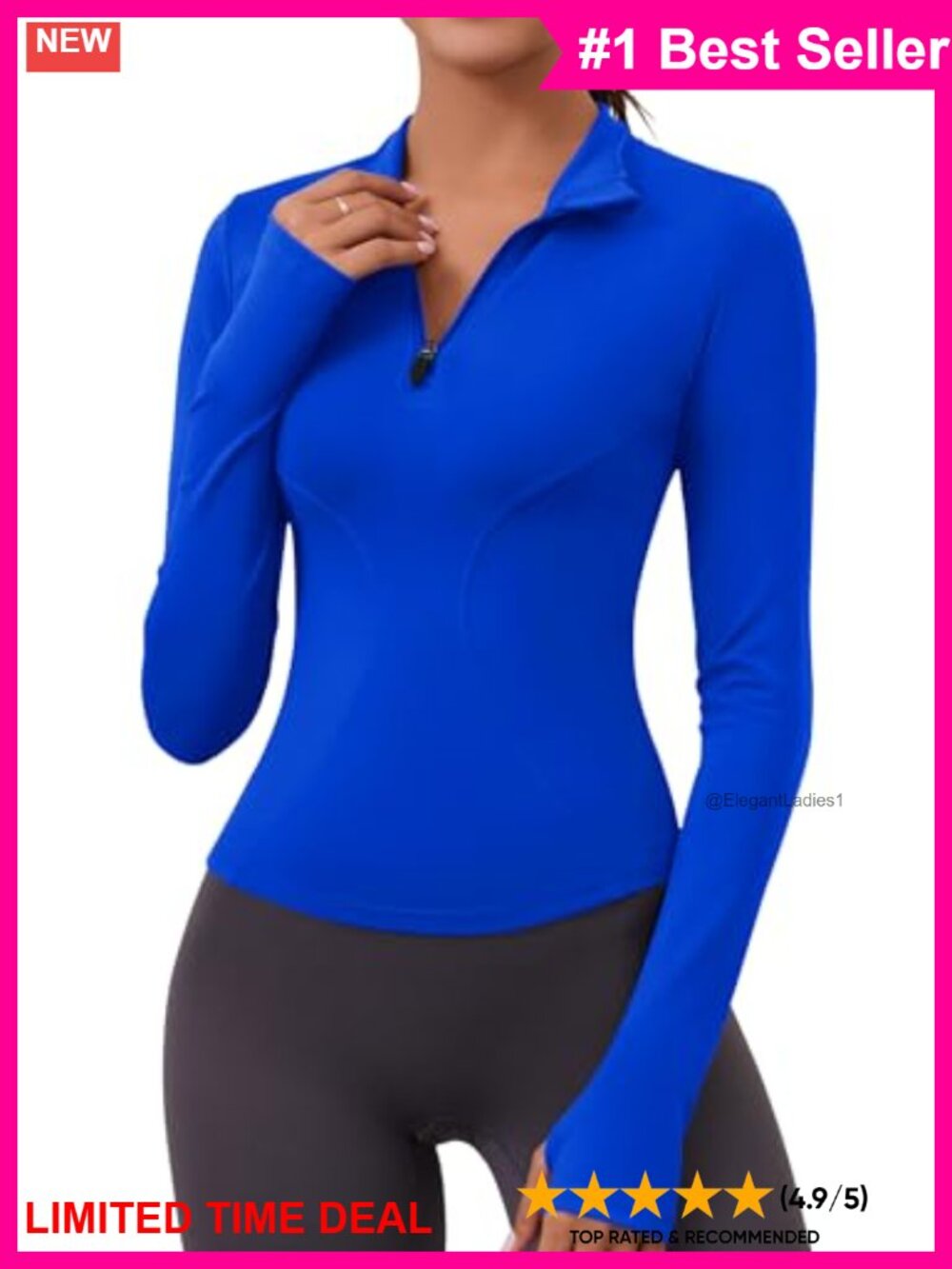 Womens Quarter Zip Long Sleeve Workout Pullover Thumbholes Crop Active Top